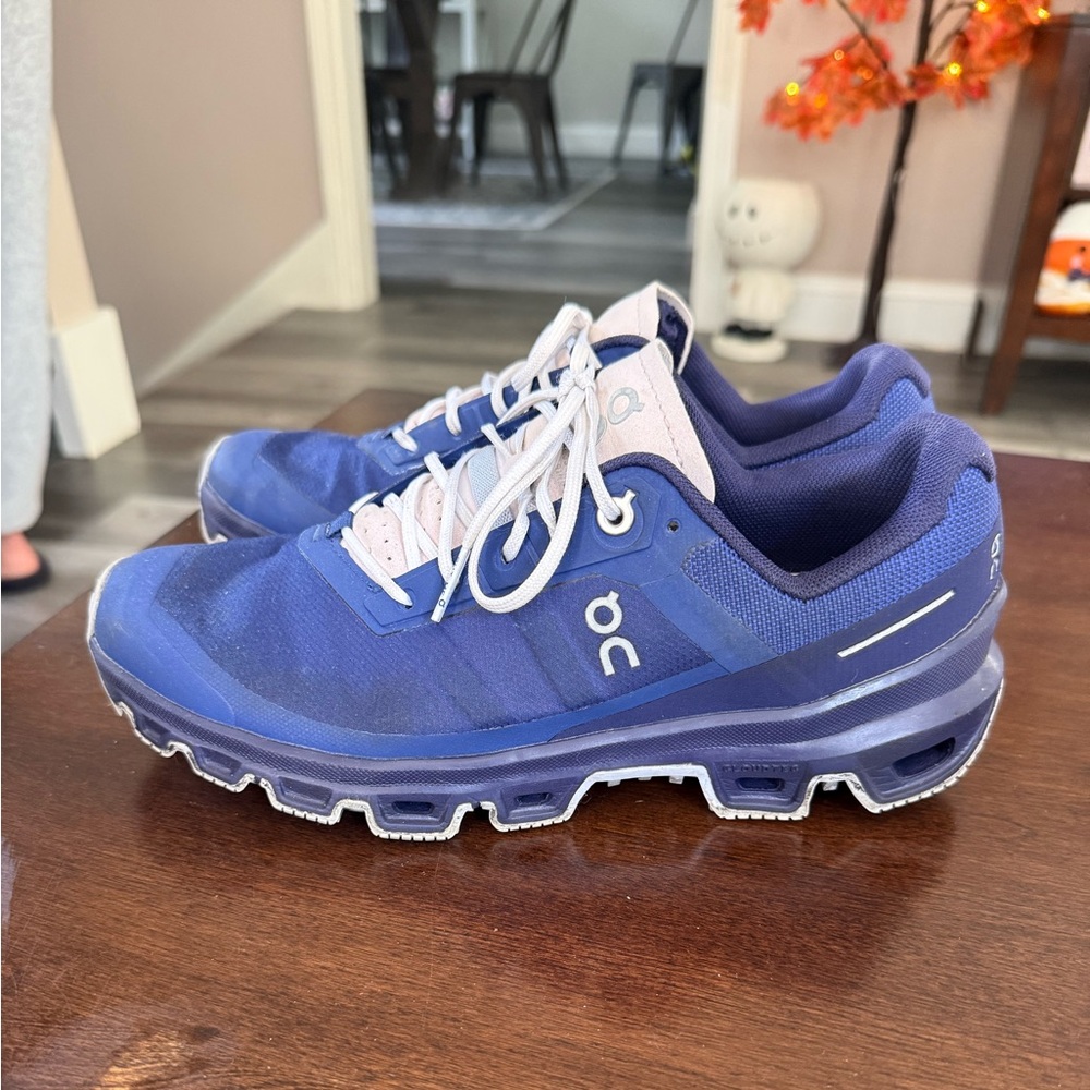 On Running Navy and White Sneakers